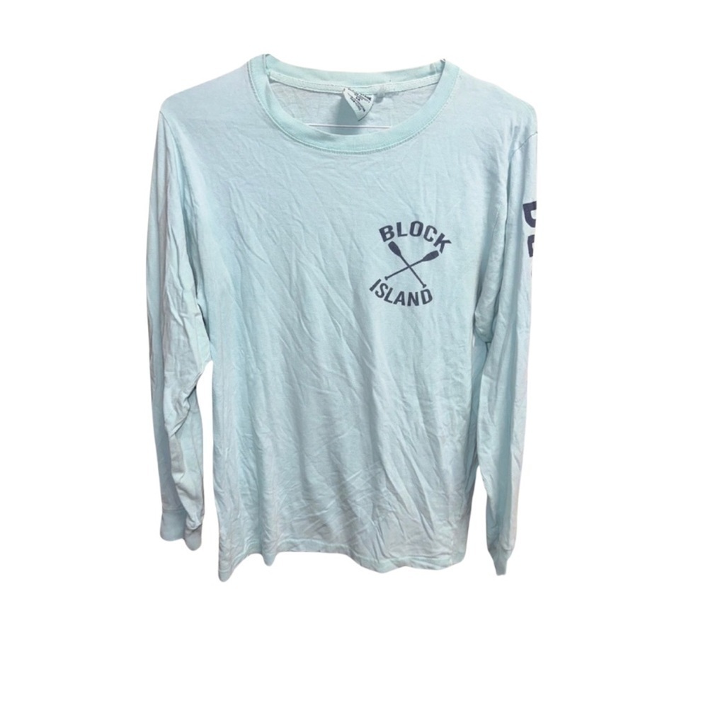Block Island Men’s U.S. Vintage Long Sleeve T-Shirt - Light Blue (Size Medium)